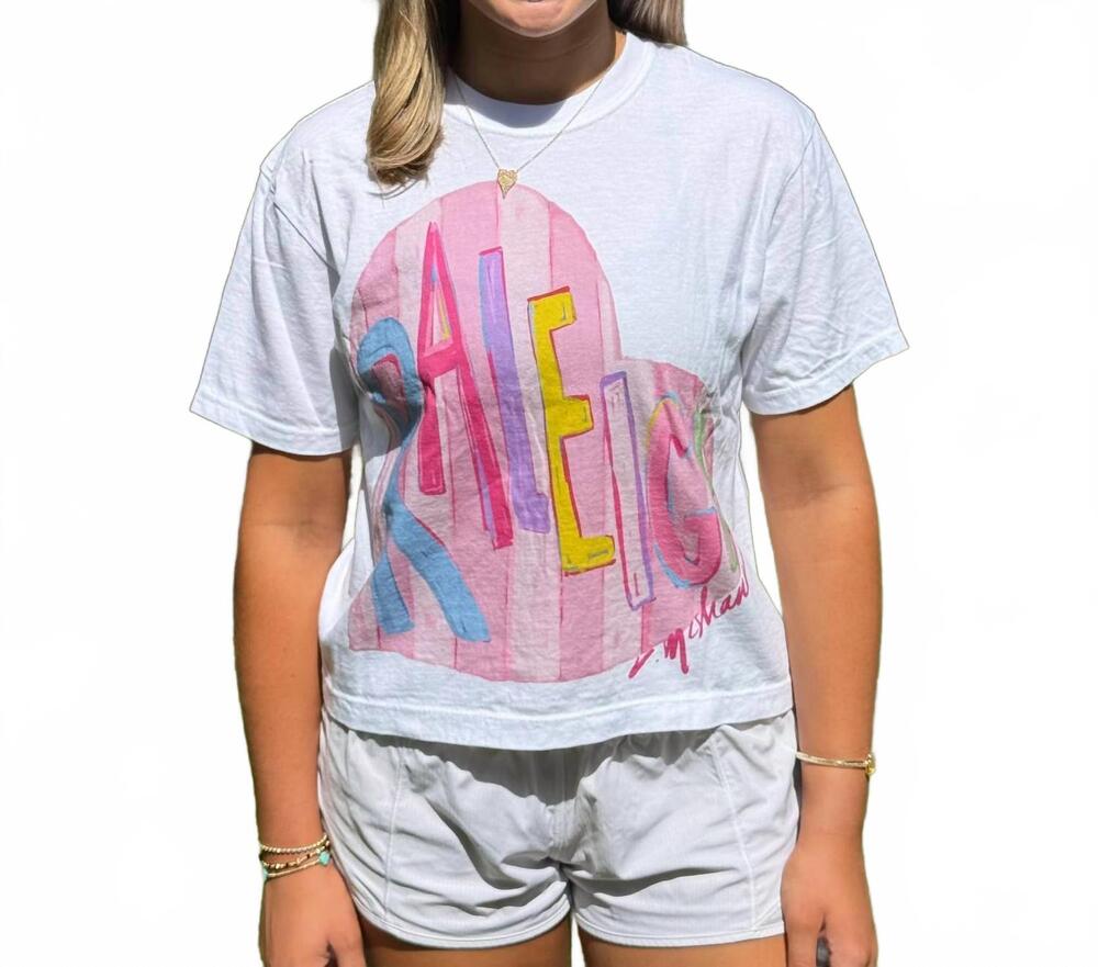 NEW CHELSEA MCSHANE ART love of raleigh watercolor art t-shirt in white